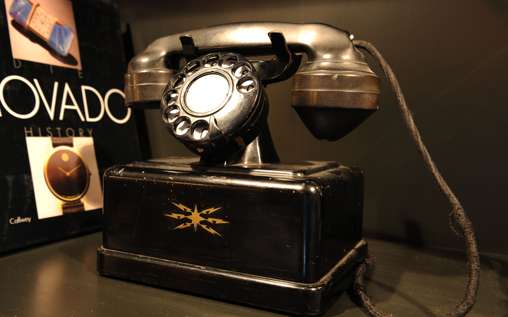 Rotary dial telephone displayed as decor in the Library