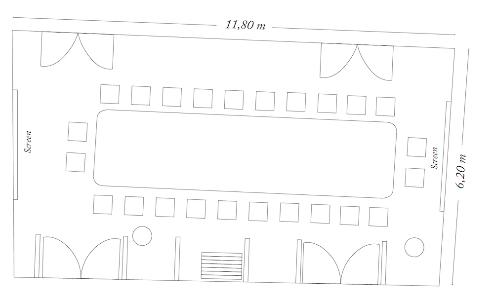 Floor plan of Clubroom XL at the elegant The George Hotel
