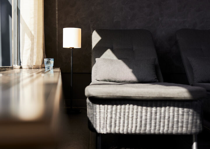 Close-up of a relaxation chair at The George Hotel sauna
