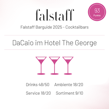 Certificate from Falstaff Magazine for the Bar DaCaio at The George Hotel 2025